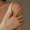 Wholesale Jewelry Titanium Steel Geometric Design 18K Gold Vacuum Plated Opening Ring For Women Light Luxury Style