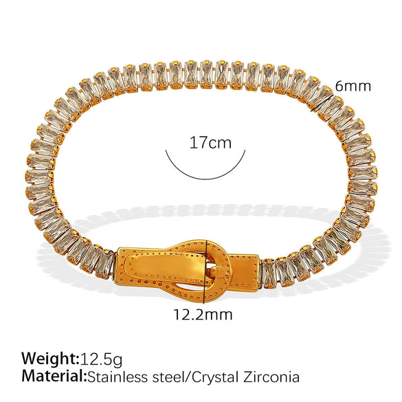 Wholesale Jewelry 316L Stainless Steel Geometric Fourcorner Buckle Electroplated Doublesided Suction Iron Buckle Bracelet For Women