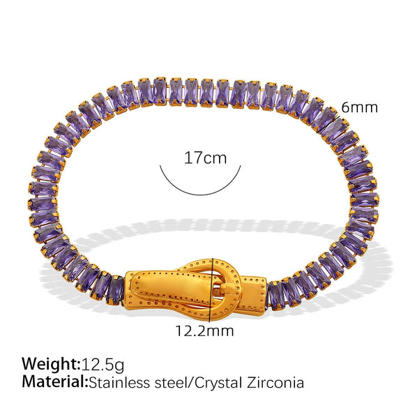Wholesale Jewelry 316L Stainless Steel Geometric Fourcorner Buckle Electroplated Doublesided Suction Iron Buckle Bracelet For Women