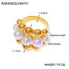 Wholesale Jewelry 316L Stainless Steel Geometric Goldplated Multilayer Ring With Beads Stitching Design