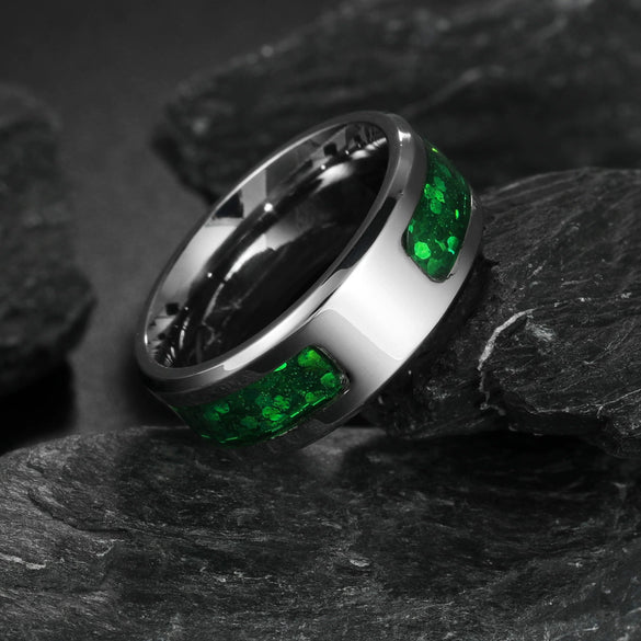 Wholesale Jewelry Titanium Steel Geometric Half Ring Dripping Oil Inlaid