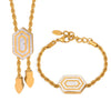 Wholesale Jewelry 316L Stainless Steel Geometric Hexagonal Pendant With Diamond Buckle For Women