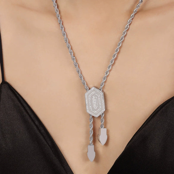 Wholesale Jewelry 316L Stainless Steel Geometric Hexagonal Pendant With Diamond Buckle For Women