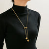 Wholesale Jewelry Titanium Steel Geometric Hollow Ball Long Tassel Pendant Chain Fashion Light Luxury Electroplated