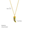 Wholesale Jewelry Titanium Steel Geometric Horn Electroplated Pendant Necklace For Women