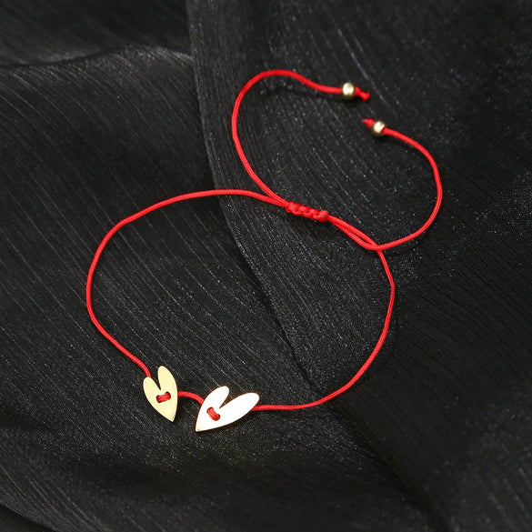 Wholesale Jewelry Titanium Steel Geometric Love Bracelet Hand Woven Red Rope For Lovers