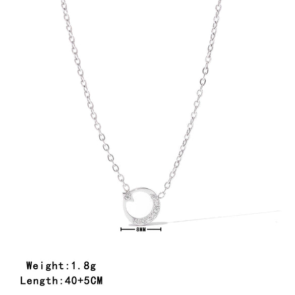 Wholesale Jewelry Titanium Steel Geometric Microinlaid O Word Chain Women's Lockbone Necklace Sweater Chain Accessories Electroplated