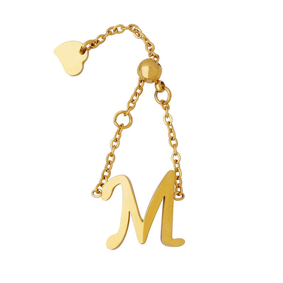 Wholesale Jewelry 316L Stainless Steel Geometric Mshaped Chain Peach Heart Finger Chain Bracelet Electroplated For Women