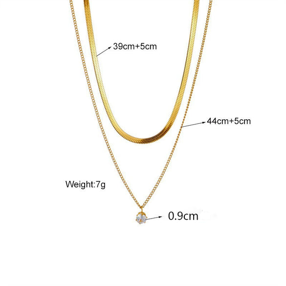 Wholesale Jewelry Titanium Steel Geometric Multilayer Chain Clavicle Necklace Electroplated For Women