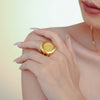 Wholesale Jewelry Titanium Steel Geometric Palm Pattern Pvd Goldplated Ring