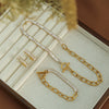 Wholesale Jewelry 316L Stainless Steel Geometric Pattern Electroplating Splicing Style Necklace Bracelet Earrings Suit