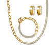 Wholesale Jewelry 316L Stainless Steel Geometric Pattern Electroplating Splicing Style Necklace Bracelet Earrings Suit
