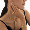 Wholesale Jewelry Titanium Steel Geometric Pattern Tassel Design Electroplated Fourpiece Set Necklace Bracelet Earrings Ring