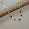 Wholesale Jewelry Titanium Steel Geometric Snake Bone Chain With Rhinestone Pendant Electroplated