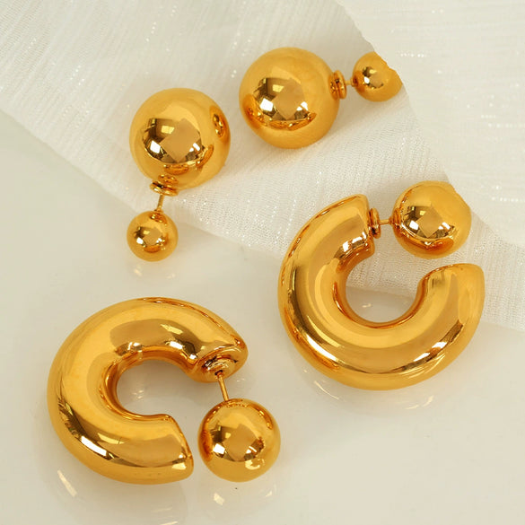 Wholesale Jewelry 316L Stainless Steel Geometric Spherical Electroplating Light Luxury Elegant Women's Jewelry
