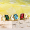 Wholesale Jewelry Titanium Steel Geometric Square Stone Ring For Men Punk Style Polishing