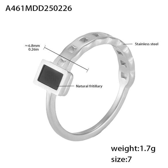 Wholesale Jewelry 316L Stainless Steel Geometric Style Electroplating Long Square Chain Ring Unisex