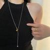 Wholesale Jewelry Titanium Steel Geometric Tiger's Eye Stone Snake Bone Chain Necklace For Women