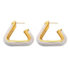 Wholesale Jewelry Titanium Steel Geometric Triangular Electroplating Hollow Earrings For Women