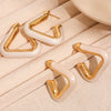 Wholesale Jewelry Titanium Steel Geometric Triangular Electroplating Hollow Earrings For Women