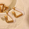 Wholesale Jewelry Titanium Steel Geometric Triangular Electroplating Hollow Earrings For Women