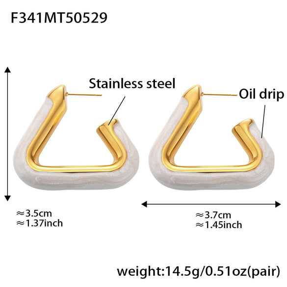 Wholesale Jewelry Titanium Steel Geometric Triangular Electroplating Hollow Earrings For Women
