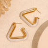Wholesale Jewelry Titanium Steel Geometric Triangular Electroplating Hollow Earrings For Women