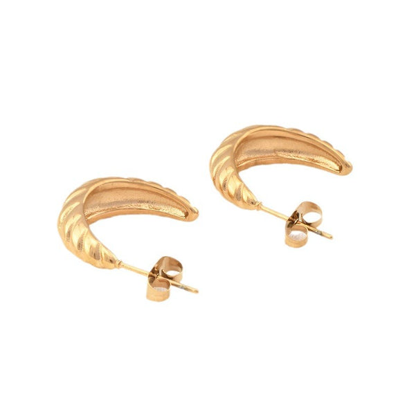 Wholesale Jewelry Titanium Steel Geometric Ushaped And Cshaped Electroplated Croissant Earrings For Women