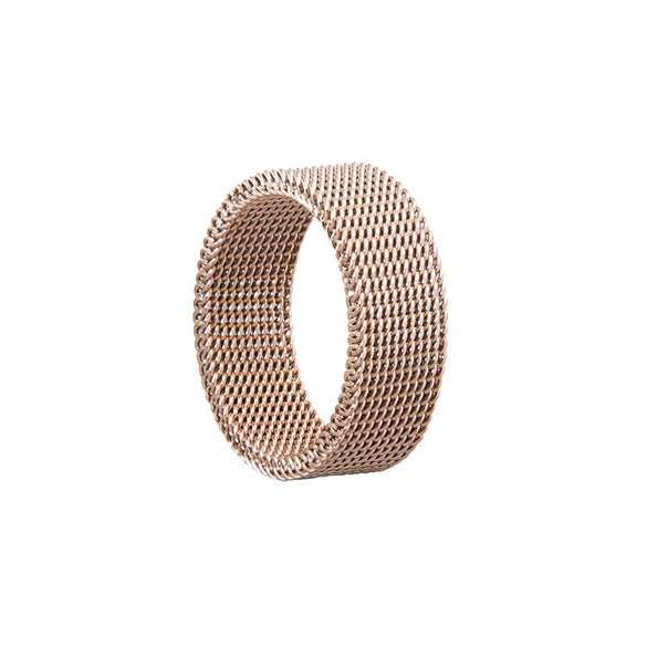 Wholesale Jewelry Titanium Steel Geometric Woven Mesh Deformation Ring Electroplated