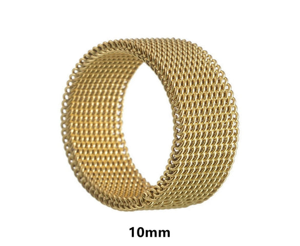 Wholesale Jewelry Titanium Steel Geometric Woven Mesh Deformation Ring Electroplated