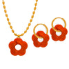 Wholesale Jewelry 316L Stainless Steel Gold Plated Chain With Flower Resin Pendant Fresh Simple Style For Women