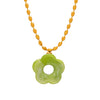 Wholesale Jewelry 316L Stainless Steel Gold Plated Chain With Flower Resin Pendant Fresh Simple Style For Women