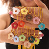 Wholesale Jewelry 316L Stainless Steel Gold Plated Chain With Flower Resin Pendant Fresh Simple Style For Women