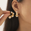Wholesale Jewelry 316L Stainless Steel Gold Plated Geometric Cshaped Earrings For Women