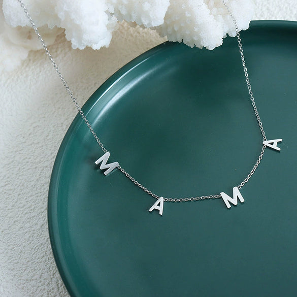 Wholesale Jewelry 316L Stainless Steel Gold Plated Geometric Letter Pendant Collarbone Necklace For Women