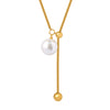 Wholesale Jewelry 316L Stainless Steel Gold Plated Geometric Round Bead Tassel Pendant Necklace For Women