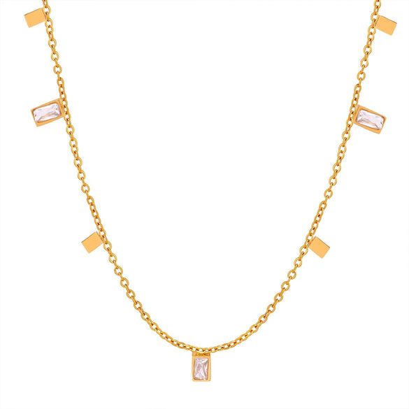 Wholesale Jewelry 316L Stainless Steel Gold Plated Geometric Square Pendant Necklace For Women