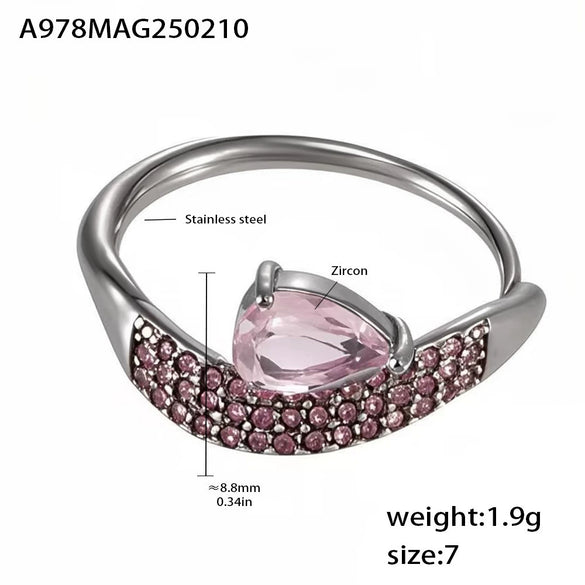 Wholesale Jewelry Titanium Steel Gold Plated Geometric Wide Face Ring For Women Light Luxury Style