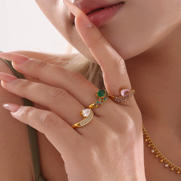Wholesale Jewelry Titanium Steel Gold Plated Geometric Wide Face Ring For Women Light Luxury Style