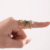 Wholesale Jewelry Titanium Steel Gold Plated Geometric Wide Face Ring For Women Light Luxury Style