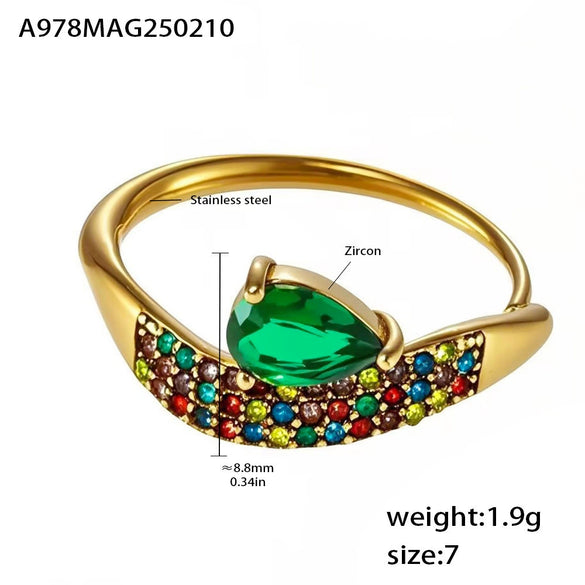 Wholesale Jewelry Titanium Steel Gold Plated Geometric Wide Face Ring For Women Light Luxury Style