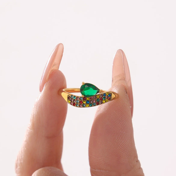 Wholesale Jewelry Titanium Steel Gold Plated Geometric Wide Face Ring For Women Light Luxury Style