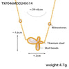 Wholesale Jewelry 316L Stainless Steel Gold Plated Inlaid White Shell Butterfly Pendant Unisex Set
