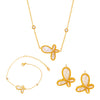 Wholesale Jewelry 316L Stainless Steel Gold Plated Inlaid White Shell Butterfly Pendant Unisex Set