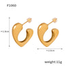Wholesale Jewelry 316L Stainless Steel Gold Plated Irregular Heart Shaped Earrings