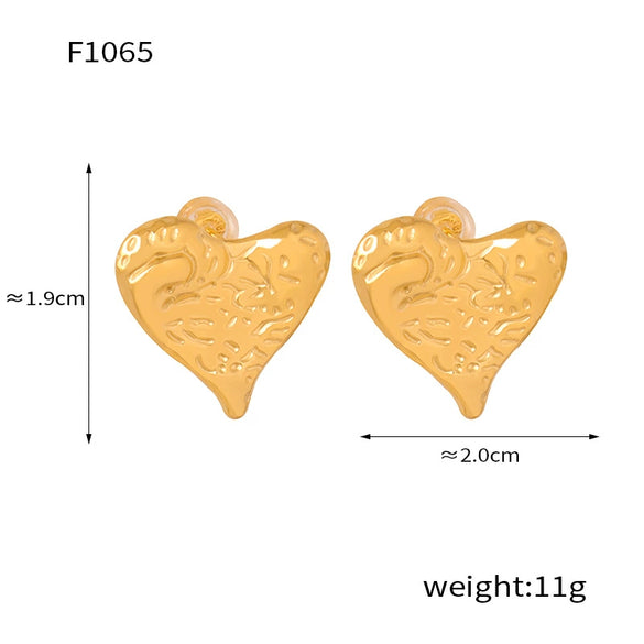 Wholesale Jewelry 316L Stainless Steel Gold Plated Irregular Heart Shaped Earrings
