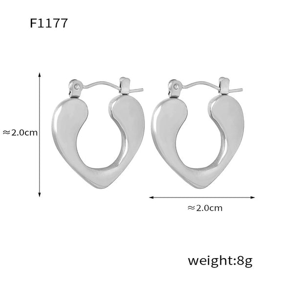 Wholesale Jewelry 316L Stainless Steel Gold Plated Irregular Heart Shaped Earrings