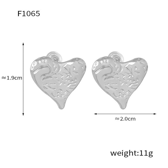 Wholesale Jewelry 316L Stainless Steel Gold Plated Irregular Heart Shaped Earrings
