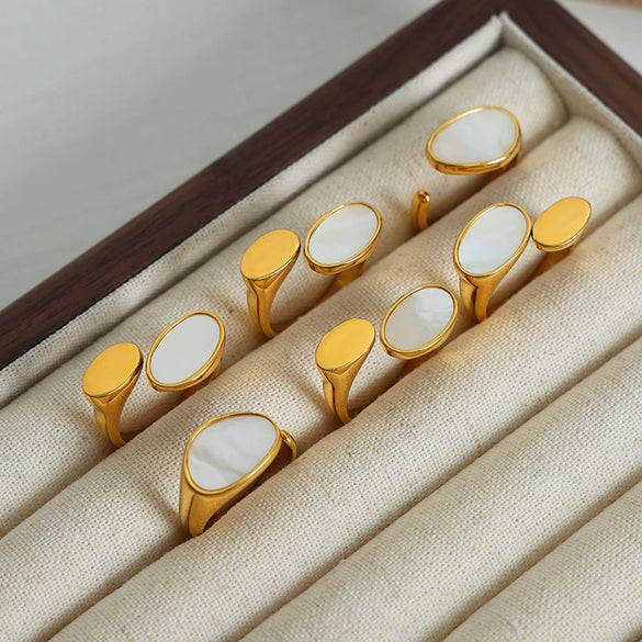 Wholesale Jewelry 316L Stainless Steel Goldplated Geometric Opening Ring For Women