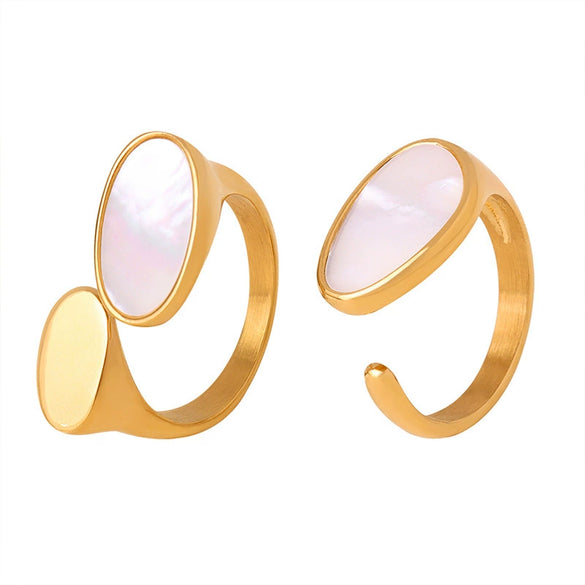 Wholesale Jewelry 316L Stainless Steel Goldplated Geometric Opening Ring For Women